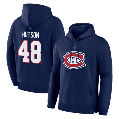 Lane Hutson Montreal Canadiens Fanatics Authentic Stack Name & Number Hoodie - Navy